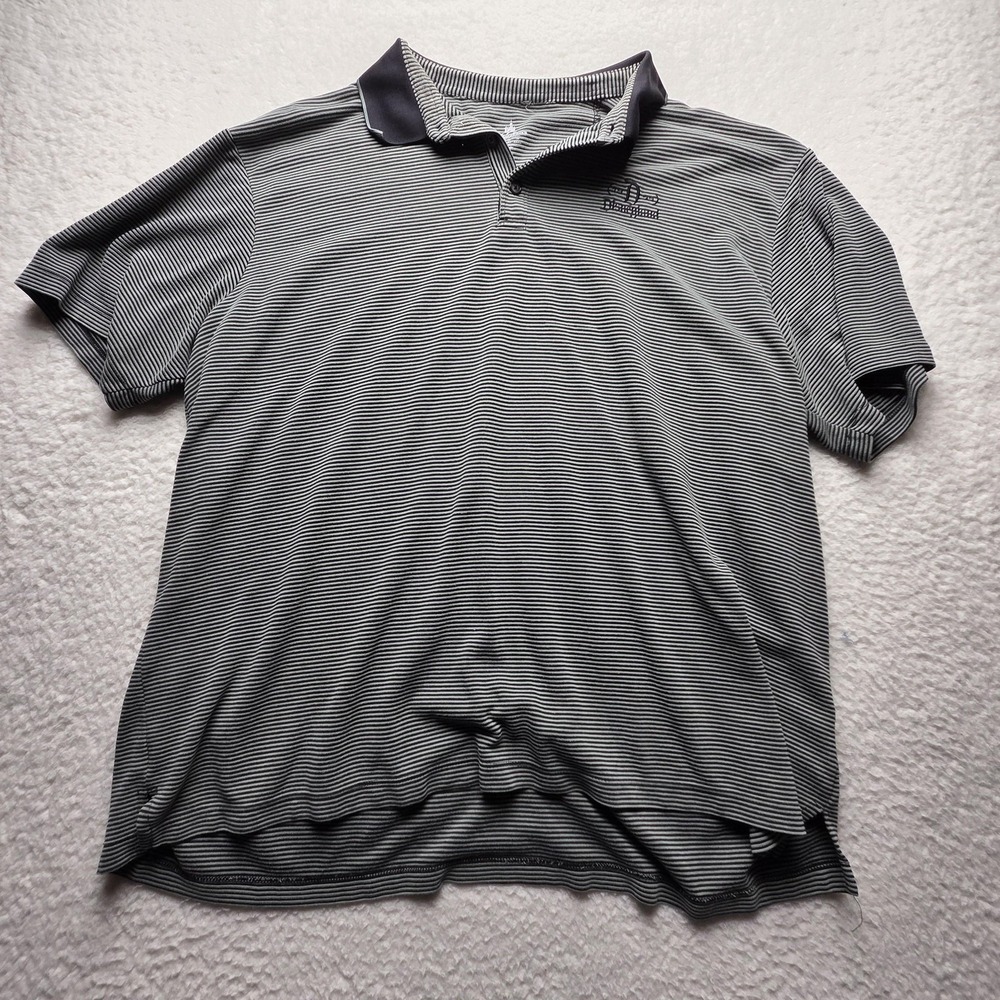 Disney Parks Disneyland Polo Shirt Mens 2XL Gray Striped Modal Polyester Logo